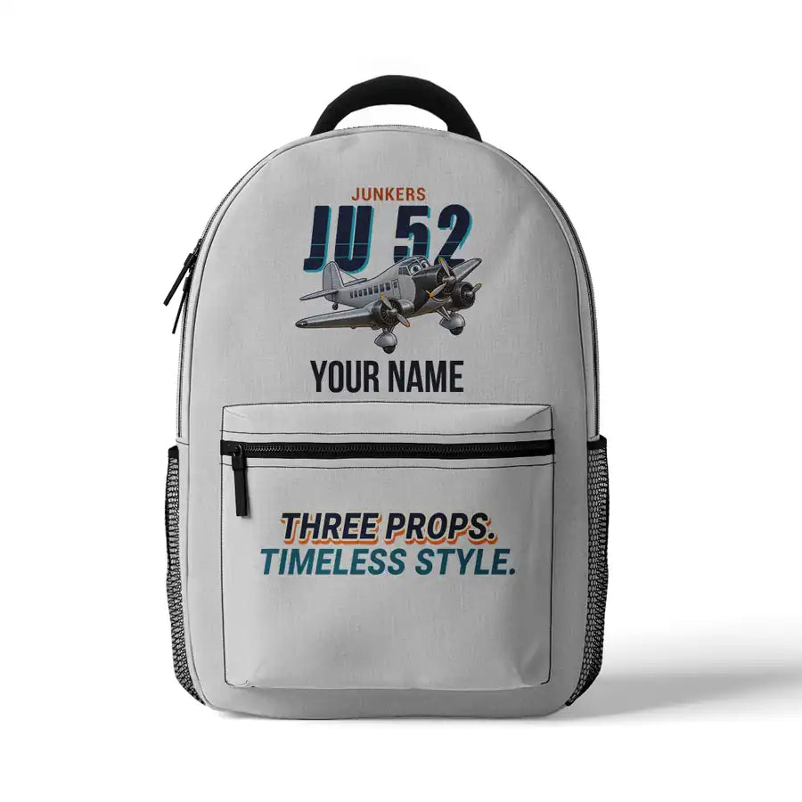 Junkers Ju 52-3m - 3D Backpack - Cartoon + Name - White