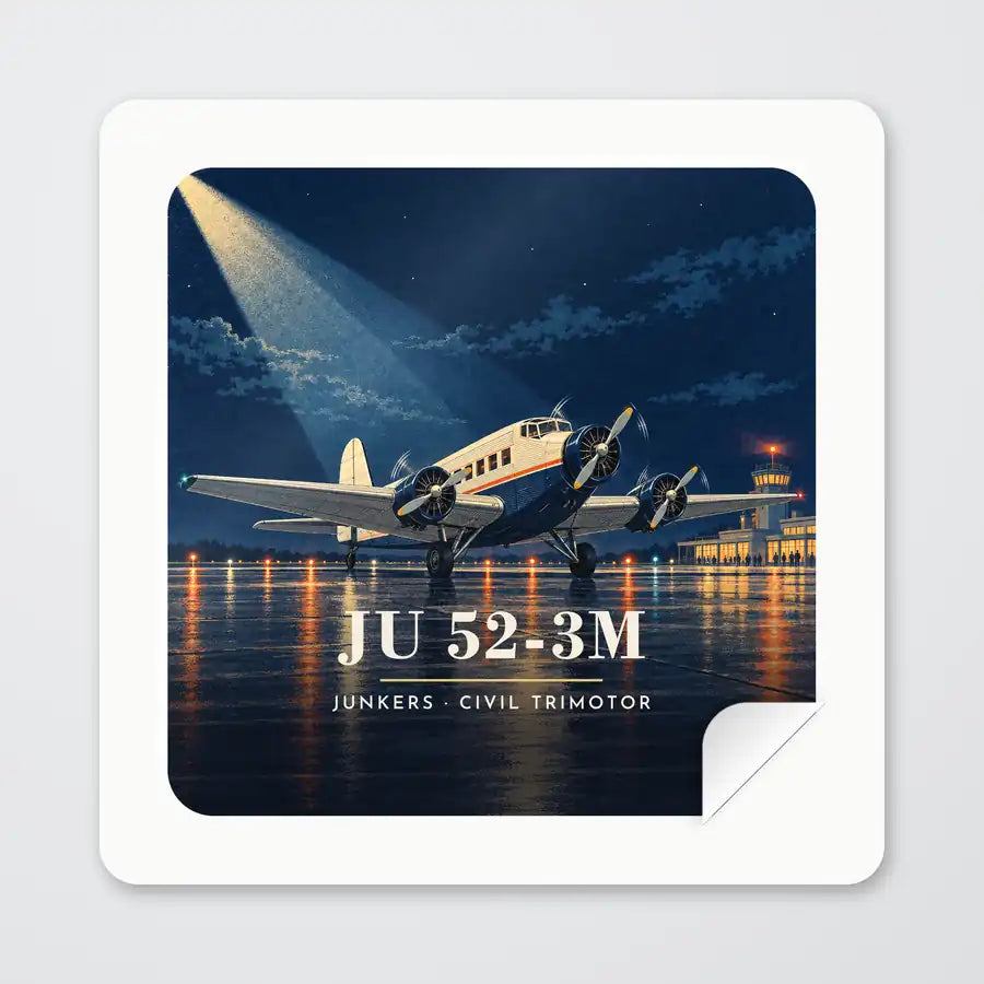 Junkers Ju 52-3m - 3D - Square Sticker - Peel