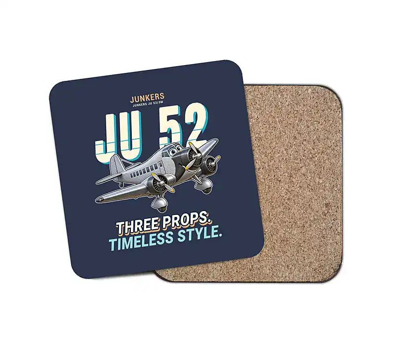 Junkers Ju 52-3m - Cartoon - Coaster - Navy Blue