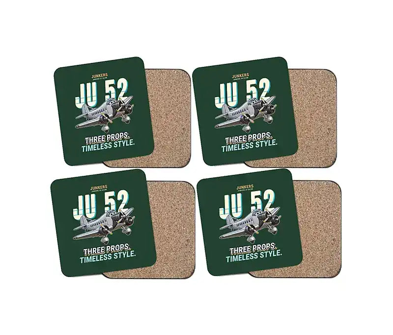Junkers Ju 52-3m - Cartoon - Coaster Set - Dark Green