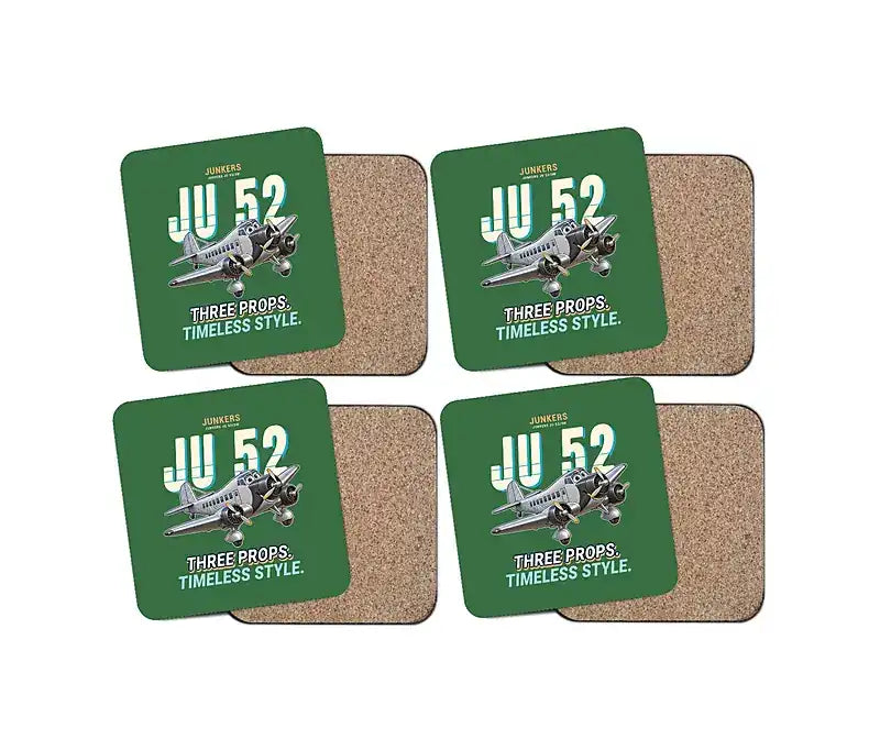 Junkers Ju 52-3m - Cartoon - Coaster Set - Green