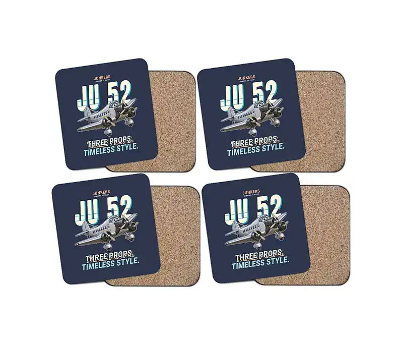 Junkers Ju 52-3m - Cartoon - Coaster Set - Navy Blue