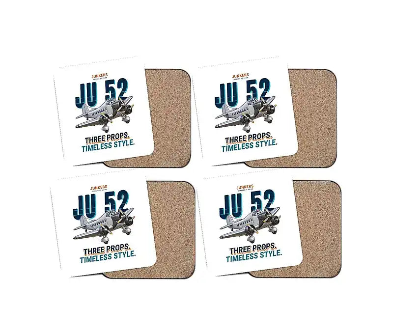 Junkers Ju 52-3m - Cartoon - Coaster Set - White