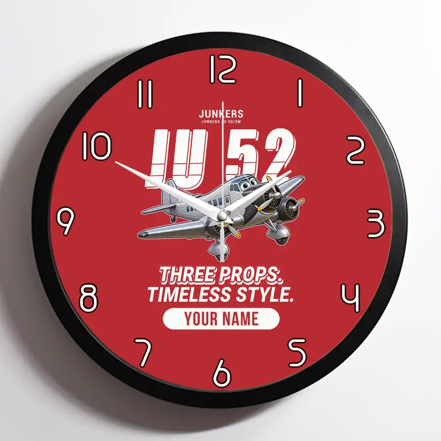 Junkers Ju 52-3m - Cartoon + Name - Framed - Red