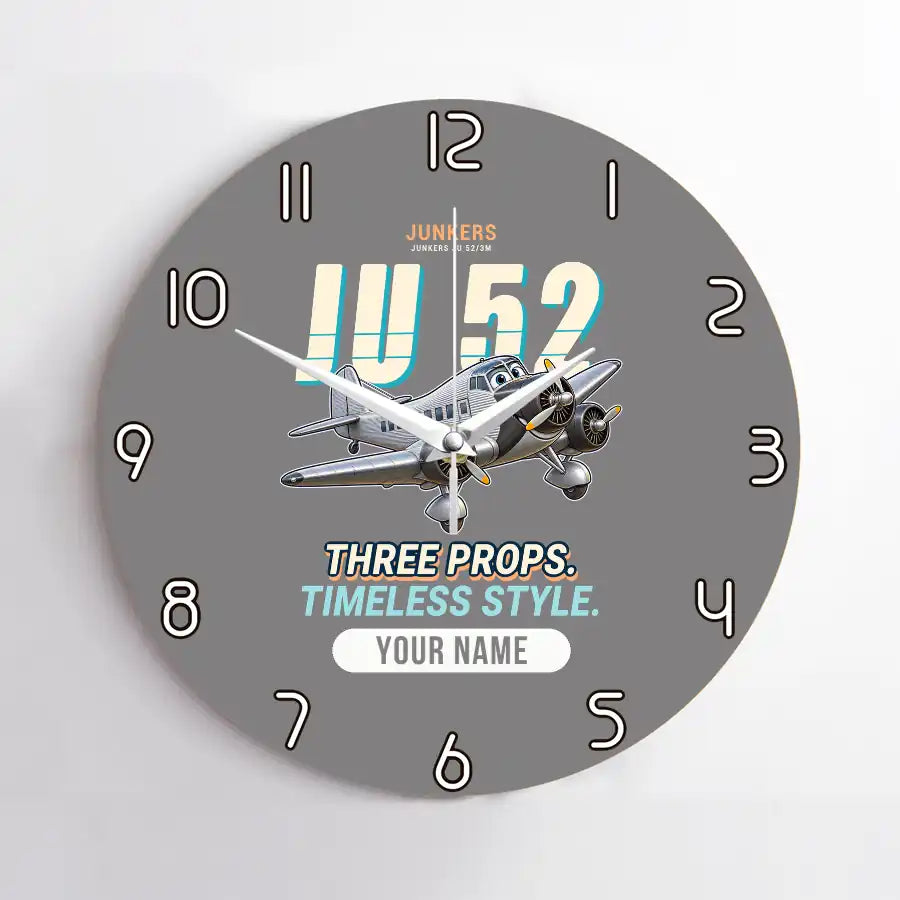 Junkers Ju 52-3m - Cartoon + Name - No Frame - Gray