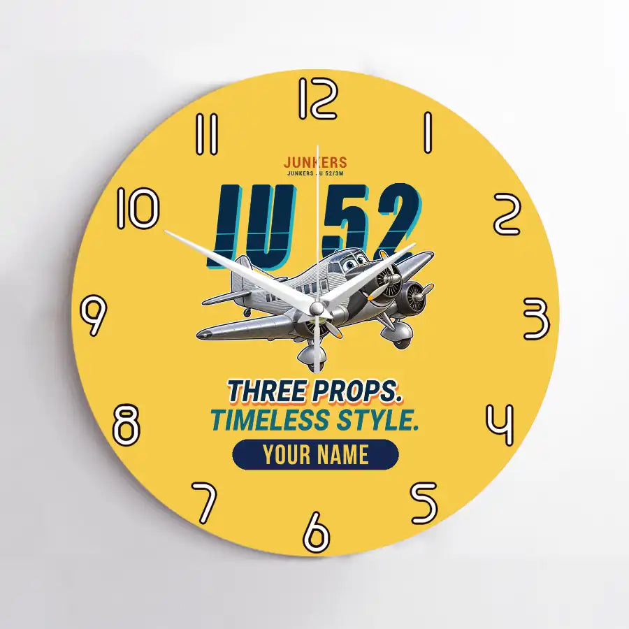Junkers Ju 52-3m - Cartoon + Name - No Frame - Yellow