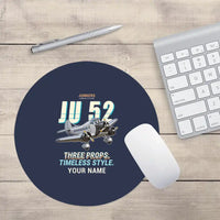 Thumbnail for Junkers Ju 52-3m - Cartoon + Name - Round Mouse Pad - Navy Blue