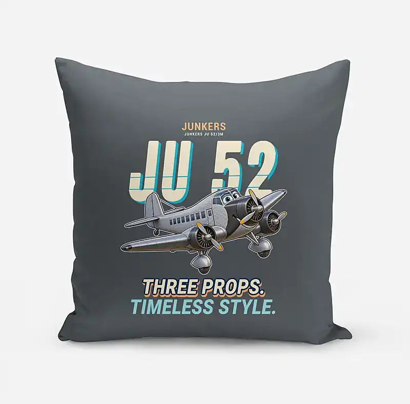Junkers Ju 52-3m - Cartoon - Pillow - Gray