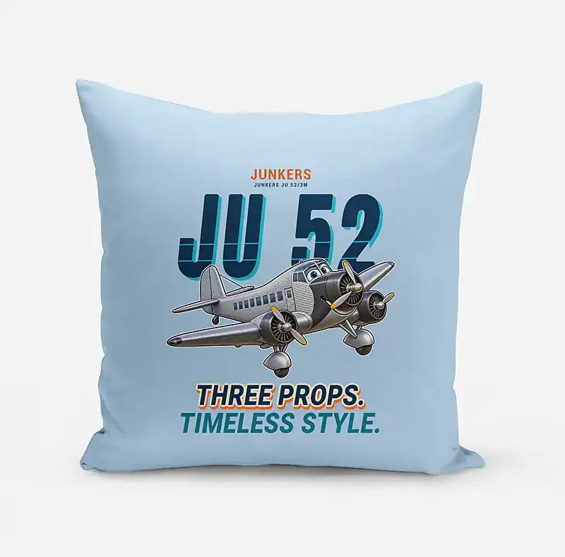 Junkers Ju 52-3m - Cartoon - Pillow - Light Blue