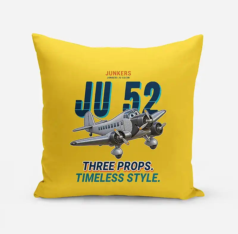 Junkers Ju 52-3m - Cartoon - Pillow - Yellow
