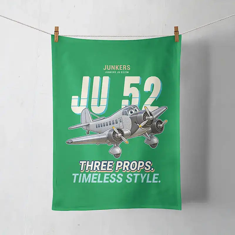 Junkers Ju 52-3m - Cartoon - Towel - Green