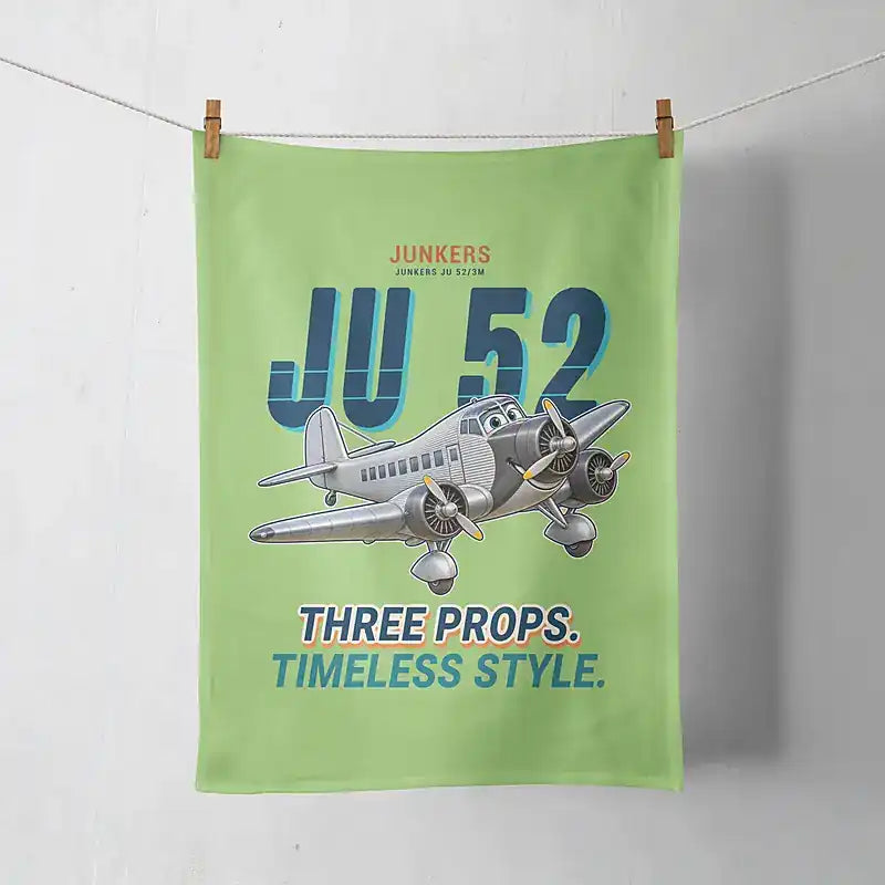 Junkers Ju 52-3m - Cartoon - Towel - Light Green