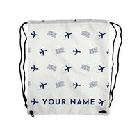Thumbnail for Junkers Ju 52-3m - Drawstring Bag - 3D Pattern + Name - White