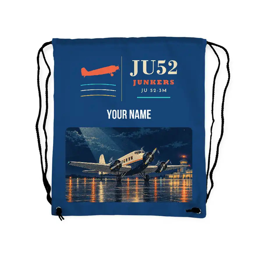 Junkers Ju 52-3m - Drawstring Bag - Classic + Name - Blue