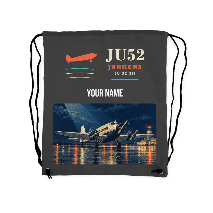 Junkers Ju 52-3m - Drawstring Bag - Classic + Name - Gray