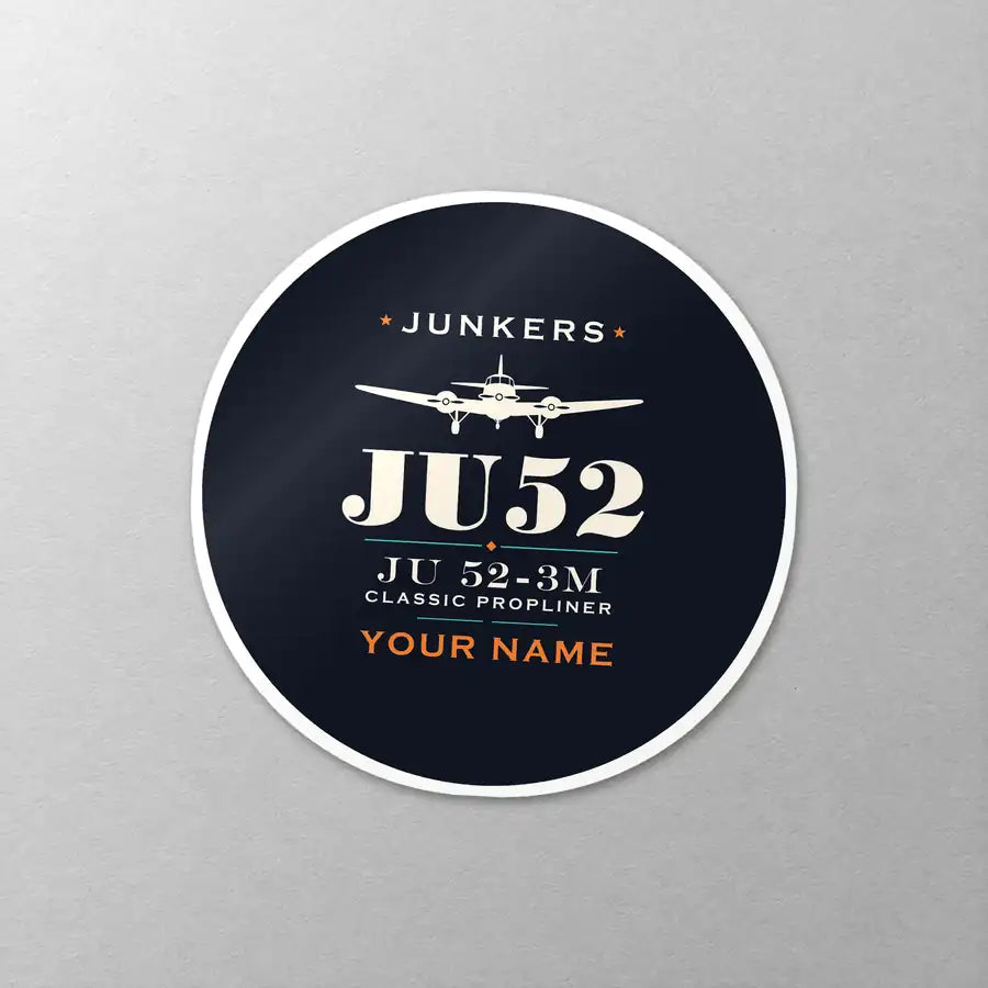 Junkers Ju 52-3m - Heritage + Name - Circle Sticker - Close-up