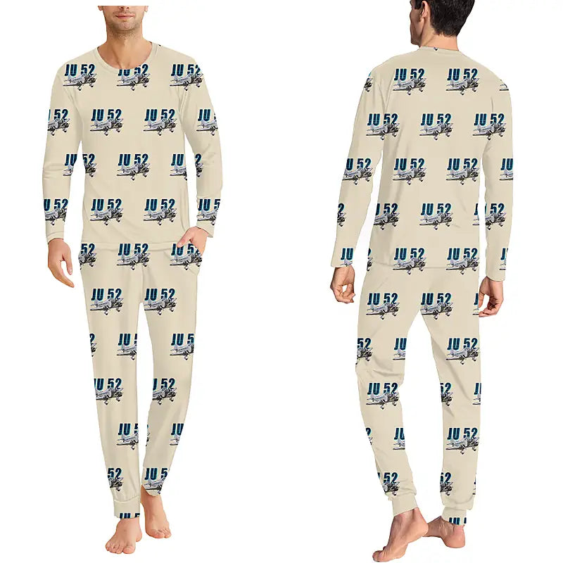 Junkers Ju 52-3m - Men Pajamas - Cartoon Pattern - Beige