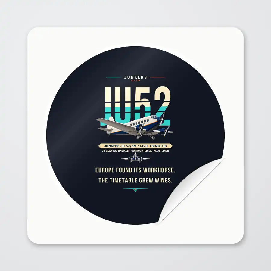 Junkers Ju 52-3m - Original - Circle Sticker - Peel