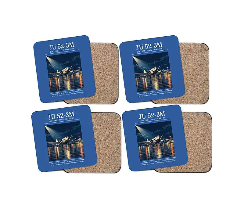 Junkers Ju 52-3m - Poster - Coaster Set - Blue