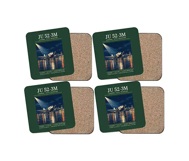 Junkers Ju 52-3m - Poster - Coaster Set - Dark Green