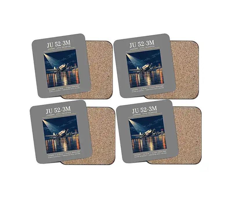 Junkers Ju 52-3m - Poster - Coaster Set - Gray
