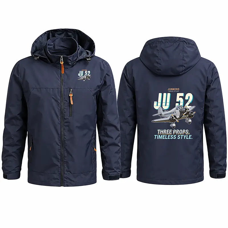 Junkers Ju 52-3m Stylish Jackets - Hooded Windbreaker - Cartoon - Navy Blue