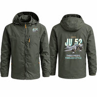 Thumbnail for Junkers Ju 52-3m Stylish Jackets - Hooded Windbreaker - Cartoon - Olive Green