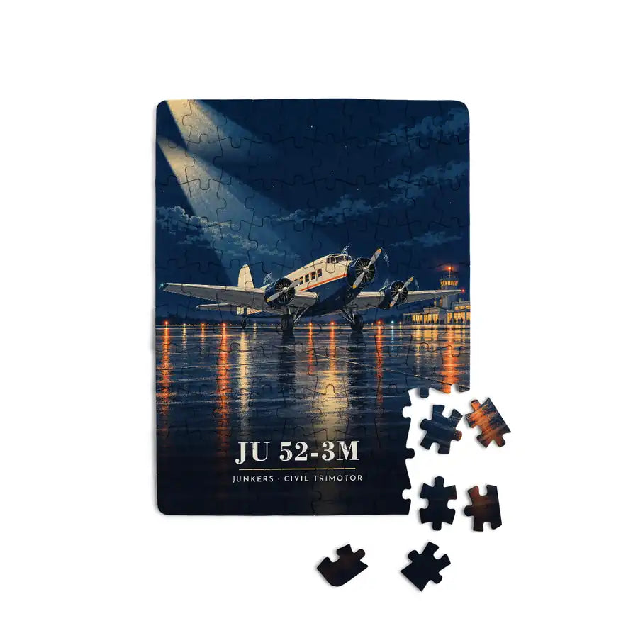 Junkers Ju 52-3m - Vertical + Text - Canvas Puzzle