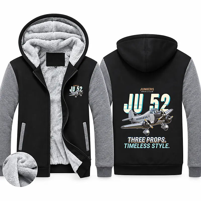 Junkers Ju 52-3m Zipped Sweatshirts - Cartoon - Black & Gray