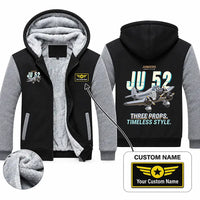 Thumbnail for Junkers Ju 52-3m Zipped Sweatshirts - Cartoon + Name - Black & Gray