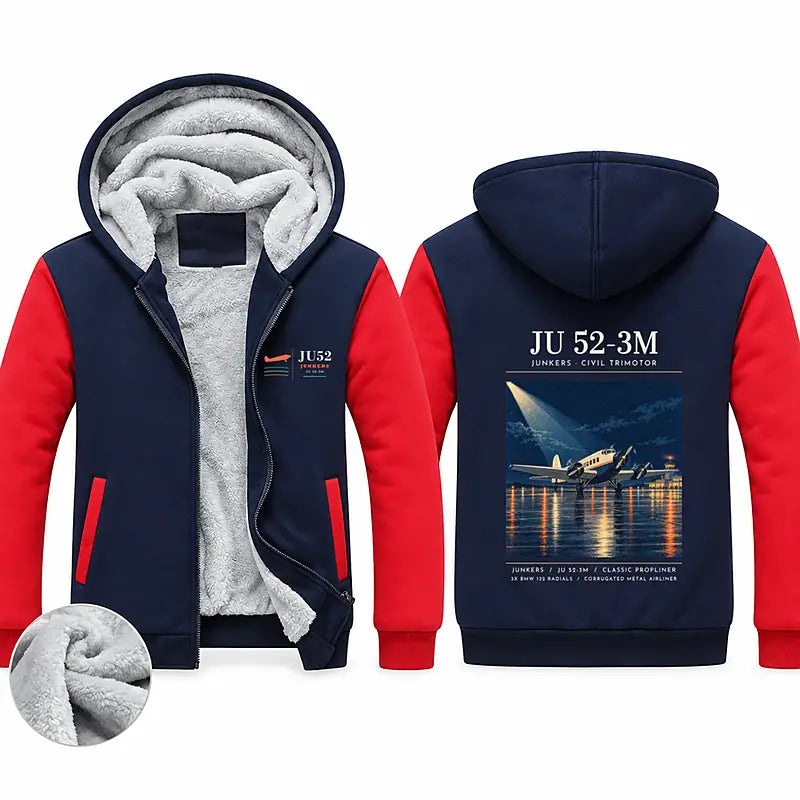 Junkers Ju 52-3m Zipped Sweatshirts - Poster - Navy & Red
