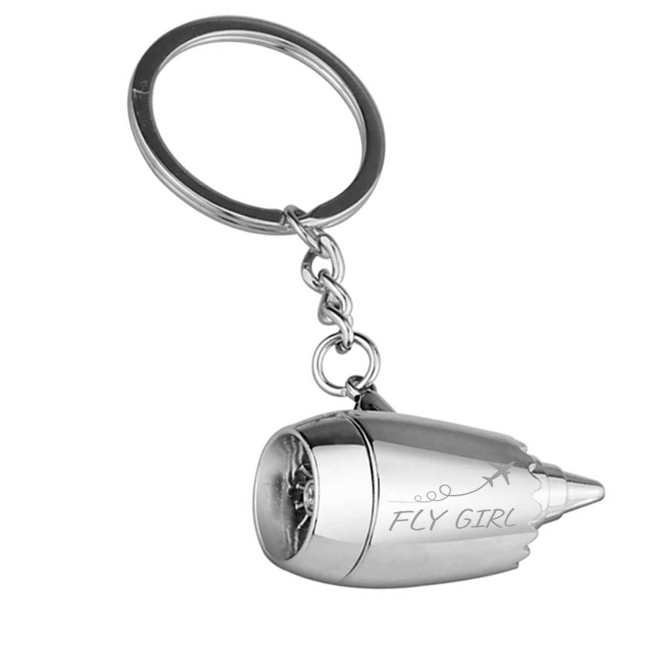 Just Fly It & Fly Girl Designed Airplane Jet Engine Shaped Key Chain