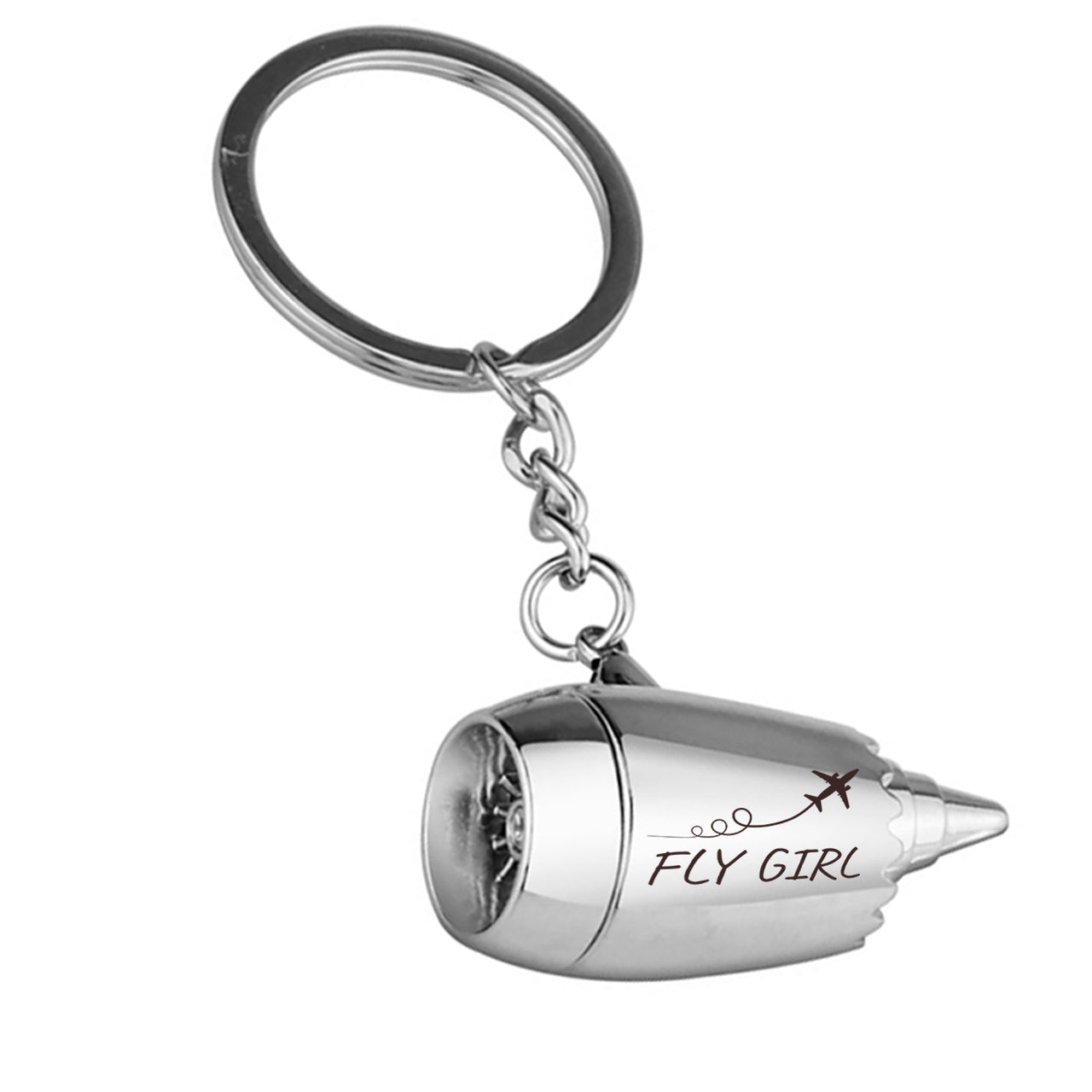 Just Fly It & Fly Girl Designed Airplane Jet Engine Shaped Key Chain