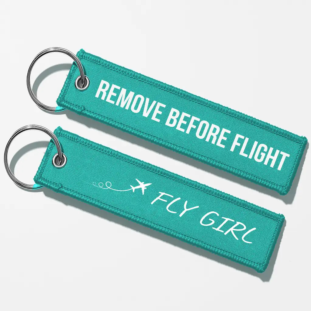 Just Fly It & Fly Girl Aviator Key Chains - Turquoise - Remove Before Flight