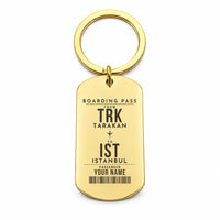 Thumbnail for Juwata International Airport TRK - Key Chain - Customizable Boarding Pass - Gold