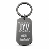 Thumbnail for Jyväskylä Airport JYV - Key Chain - Boarding Pass Style - Black