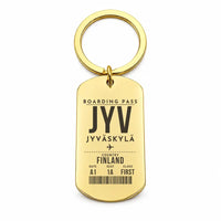 Thumbnail for Jyväskylä Airport JYV - Key Chain - Boarding Pass Style - Gold