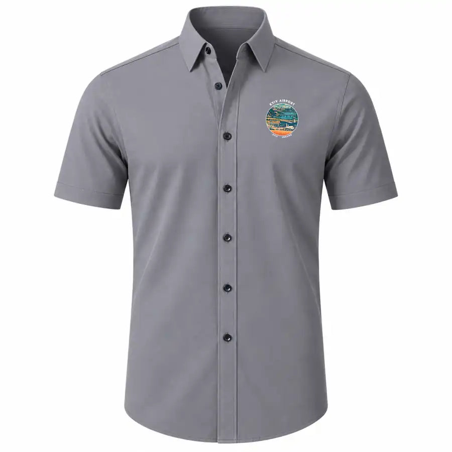 Boryspil International Airport (KBP) Shirts - Short Sleeve Shirt - Badge - Gray