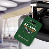 Thumbnail for KC-130J SUPER HERCULES design on dark green acrylic luggage tags, double-side print