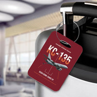 Thumbnail for KC-135 STRATOTANKER design on dark red acrylic luggage tags, double-side print
