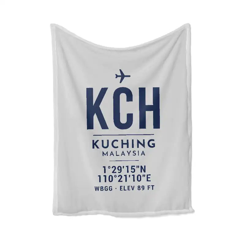 Kuching International Airport (KCH) Bedding Sets & Blankets - Blanket - ID Tag - Light Gray
