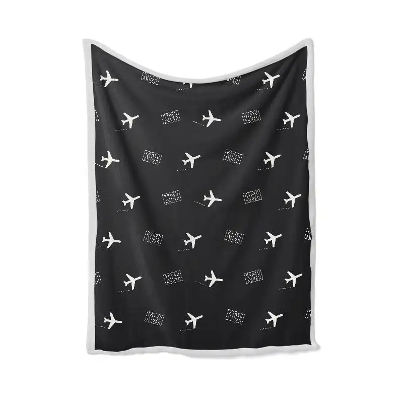 Kuching International Airport (KCH) Bedding Sets & Blankets - Blanket - Pattern - Black