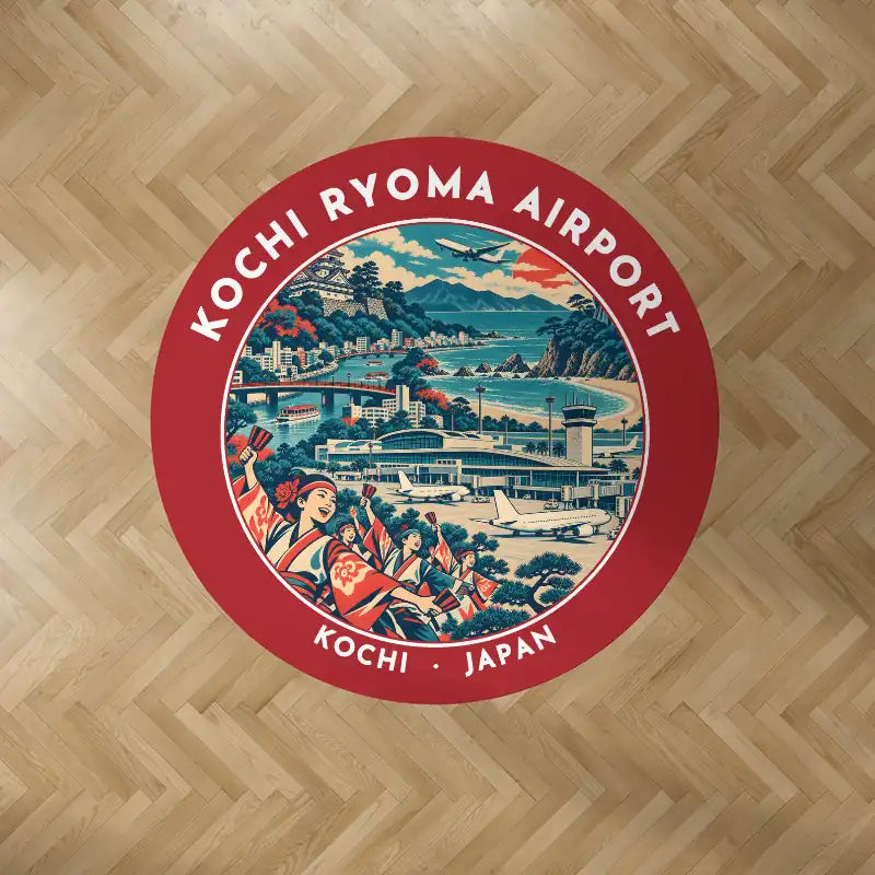 Kochi Ryoma Airport (KCZ) Carpets - Carpet Round - Badge - Red V2