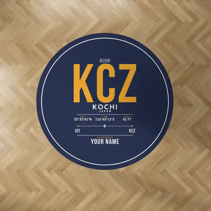 Kochi Ryoma Airport (KCZ) Carpets - Carpet Round - ID Tag + Name - Dark Blue V2