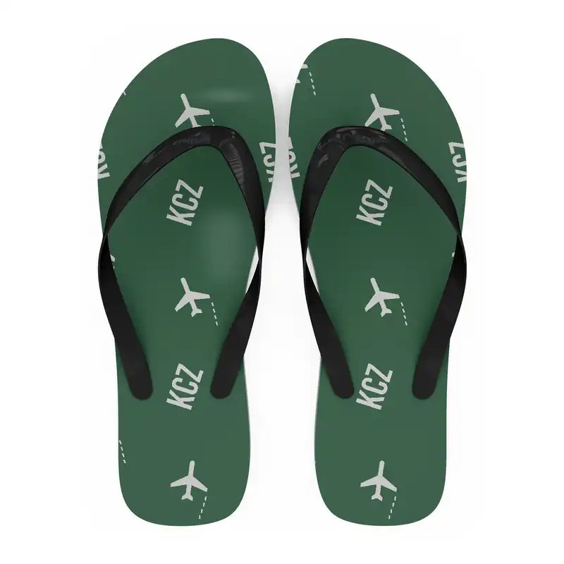 Kochi Ryoma Airport (KCZ) Slippers & Flip Flops - Slippers - Flip Flops - Pattern - Green