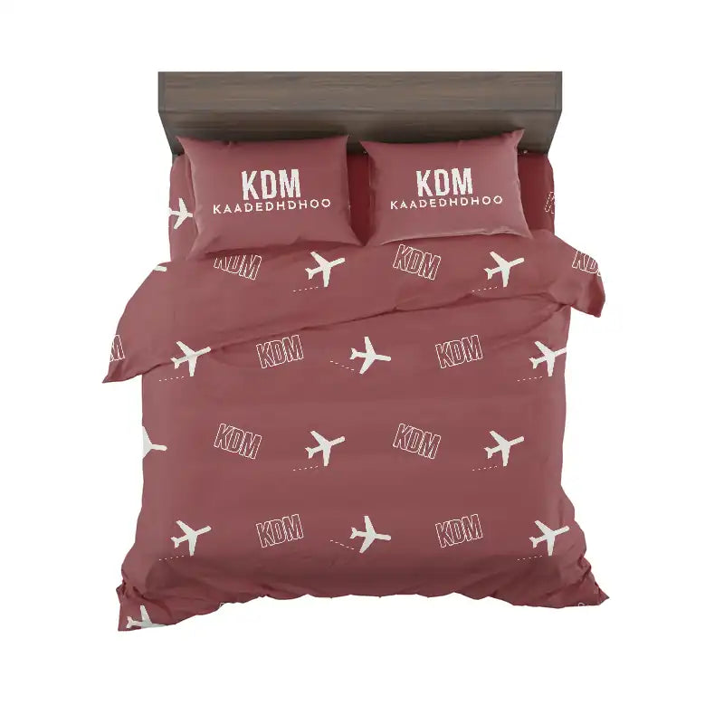 Kaadedhdhoo Airport (KDM) Bedding Sets & Blankets - Bedding Set - Pattern - Dark Red