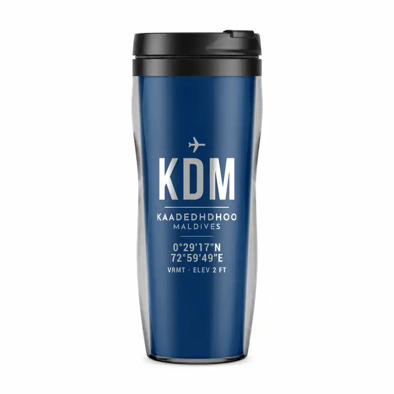 Kaadedhdhoo Airport (KDM) Travel Mugs - ID Tag - Plastic (No Holder) - Blue
