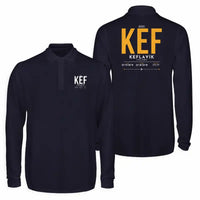 Thumbnail for Keflavík Airport (KEF) Premium Polo T-Shirts - Tag - Long Sleeve - Dark Blue