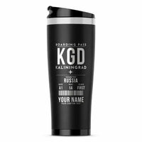 Thumbnail for Kaliningrad Khrabrovo Airport (KGD) Travel Mugs - Boarding Pass + Name - Stainless Steel (No Holder) - Black