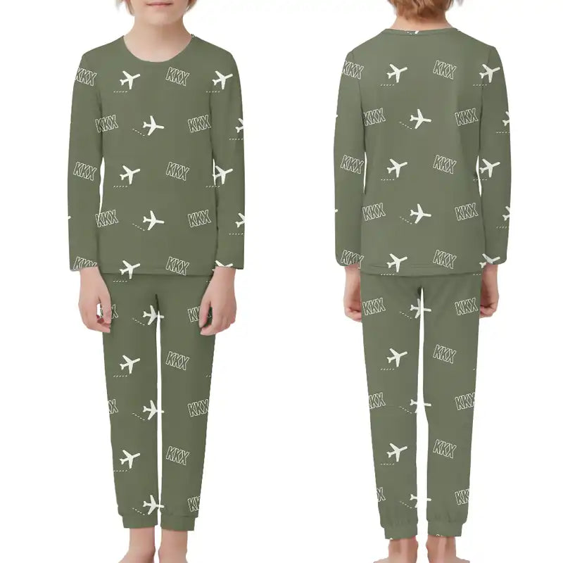 Kikaiga Shima Airport (KKX) Pajamas - Children Pajamas - Green Army